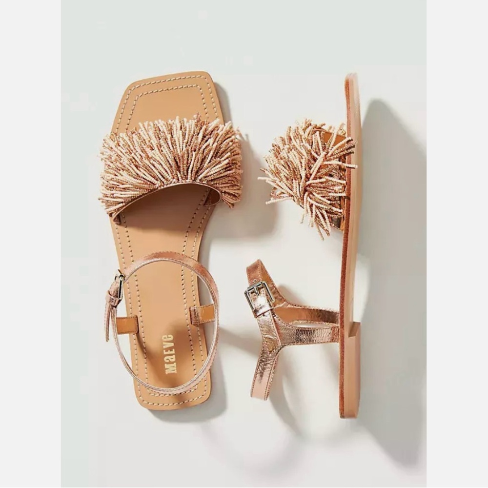 Maeve fringe rose gold sandals